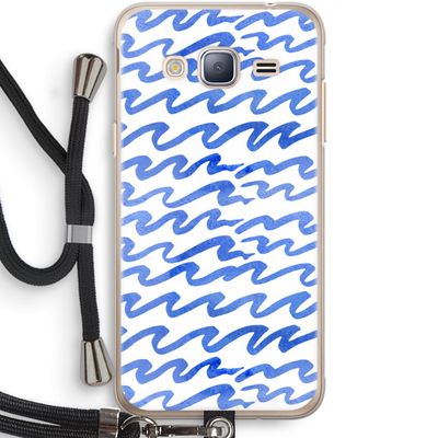 Blauwe golven: Samsung Galaxy J3 (2016) Transparant Hoesje met koord