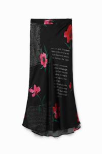 Lingeriestijl midirok tekst - BLACK - XL