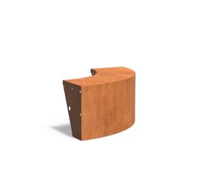 Keerwand cortenstaal buitenbocht 100x100x50cm. brede bovenrand