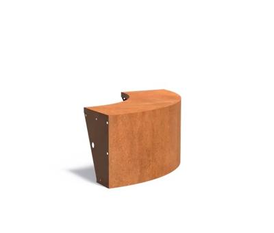 Keerwand cortenstaal buitenbocht 100x100x50cm. brede bovenrand