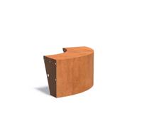Keerwand cortenstaal buitenbocht 100x100x50cm. brede bovenrand