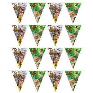 Verjaardag vlaggenlijn slinger - 4x - 10 meter - Safari/jungle thema feest - plastic - binnen/buiten