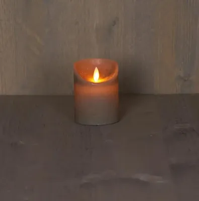 Anna&apos;s Collection LED kaars flame effect rustiek 7.5x10cm taupe 1 stuks