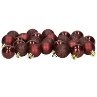 Decoris 28x stuks kleine kunststof kerstballen mahonie bruin 3 cm - Kerstbal