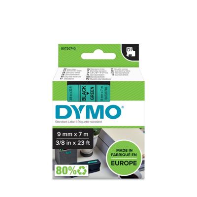 Labeltape DYMO D1 40919 Polyester Tapekleur: Groen Tekstkleur:Zwart 9 mm 7 m
