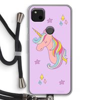 Roze eenhoorn: Pixel 4a Transparant Hoesje met koord