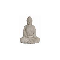 Boeddha beeldje - marmer look - polystone - 19 x 23 cm - binnen   -