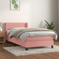 Boxspring met matras fluweel roze 90x190 cm