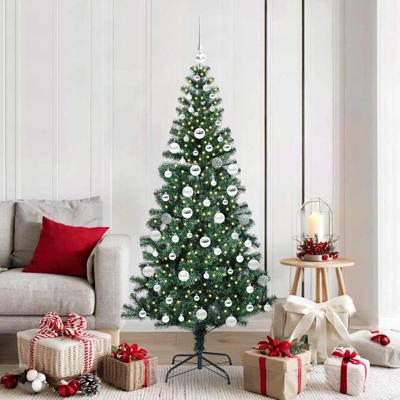 VidaXL Kunstmatig voorverlicht kerstboom groen 180 cm pvc en metaal