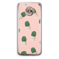 Cactusprint roze: Motorola Moto G6 Transparant Hoesje - thumbnail