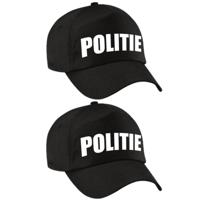 Verkleed politie agent pet/cap - 2x stuks - zwart - jongens en meisjes - verkleedhoofddeksel / carna