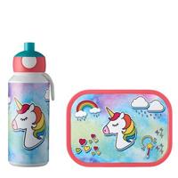 Lunchset Campus (pop-up drinkfles en lunchbox) - Unicorn