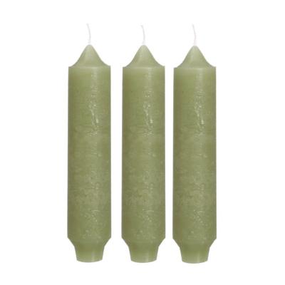 Palermo kaarsen set 3 stuks dia. 3.5 x H 17 cm groen - Hortus
