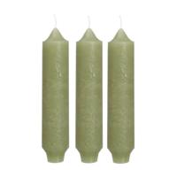 Palermo kaarsen set 3 stuks dia. 3.5 x H 17 cm groen - Hortus