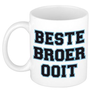 Beste broer ooit kado mok / beker wit met blauw - verjaardagscadeau    -