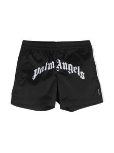 Palm Angels Kids short de bain à logo incurvé - Noir