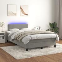Boxspring met matras en LED fluweel lichtgrijs 120x200 cm