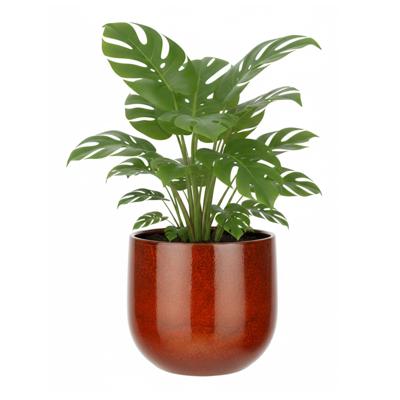 Plantenpot/bloempot - terra bruin - D29/H25 cm - keramiek - speels licht gevlekt patroon