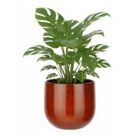 Plantenpot/bloempot - terra bruin - D29/H25 cm - keramiek - speels licht gevlekt patroon