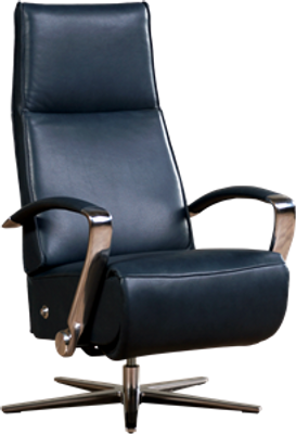 Blauwe leren industriële relaxfauteuil Idol - met stervoet chroom - zithoogte laag - Granada leer Blue (blauw leer)