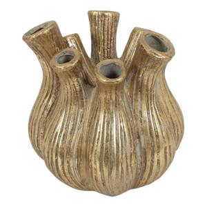 Countryfield Tulpenvaas Fabio - streep dessin - terracotta - goud - 17 x 17 cm