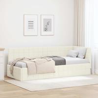 Hoekbedframe met hoofdeinde Crème 80 cm x 200 cm Stof
