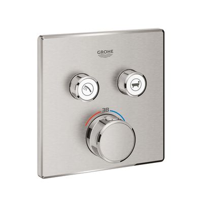 Grohe Inbouwkraan Grohtherm Smart Control Thermostaatkraan met 3-weg Omstelling Vierkant Supersteel