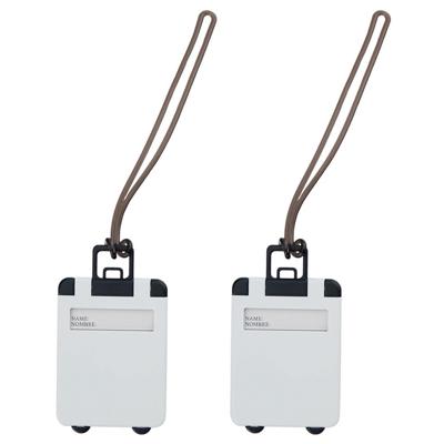 Kofferlabel - 2x - 9,5 cm - Reiskoffer reisaccessoires - wit - beschrijfbaar Kofferlabel - 2x - 9,5 cm - Reiskoffer reisaccessoires - wit - beschrijfbaar