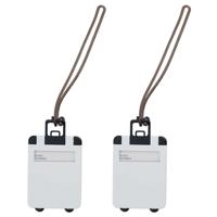 Kofferlabel - 2x - 9,5 cm - Reiskoffer reisaccessoires - wit - beschrijfbaar
