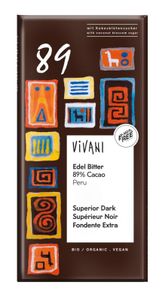 Vivani Chocolade puur superieur 89% Peru bio (80 gr)