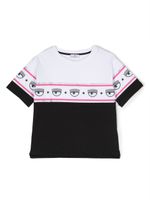 Chiara Ferragni Kids t-shirt en coton à bandes logo - Noir - thumbnail