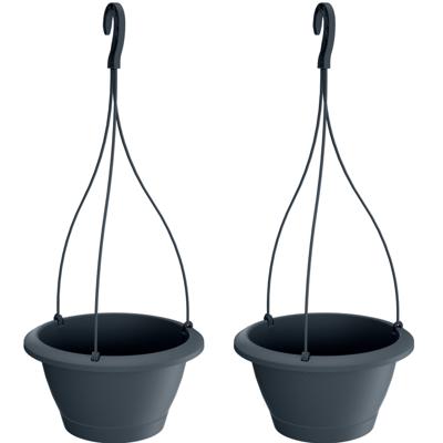 Prosperplast Bloempot Respana - 3x - hangend - antraciet - kunststof - 27 cm - plantenpot