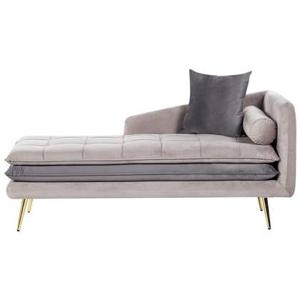 Beliani-GONESSE-Chaise longue-Beige|Grijs-Rechtszijdig-Fluweel