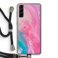 Roze explosie: Samsung Galaxy S21 Plus Transparant Hoesje met koord