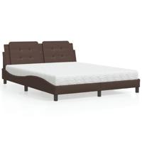 Bed met matras kunstleer bruin 160x200 cm
