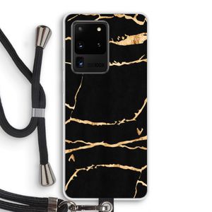 Gouden marmer: Samsung Galaxy S20 Ultra Transparant Hoesje met koord