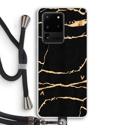 Gouden marmer: Samsung Galaxy S20 Ultra Transparant Hoesje met koord