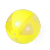 Opblaasbare strandbal plastic geel 28 cm   -