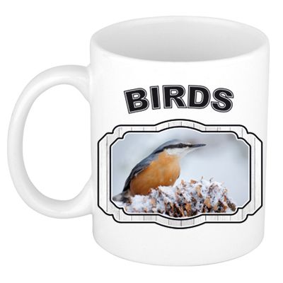Dieren boomklever vogel beker - birds/ vogels mok wit 300 ml