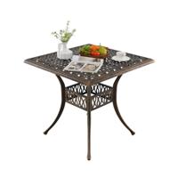Gegoten Aluminium Terrastafel Antieke Tuintafel Voor Vier Personen met Parasolgat Van 4,8 cm 80 × 80 × 75 cm