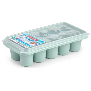 Plasticforte IJsblokjes tray - met deksel - ijsklontjes vorm - 10-vaks - mintgroen - grote klontjes