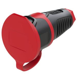 PCE 2411-src Koppeling met randaarde Rubber, Kunststof 230 V Zwart, Rood IP54