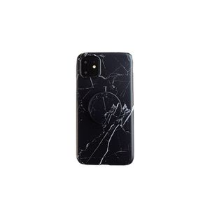 iPhone 7 hoesje - Backcover - Marmer - Ringhouder - TPU - Zwart