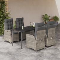 5-delige Tuinset met kussens poly rattan lichtgrijs