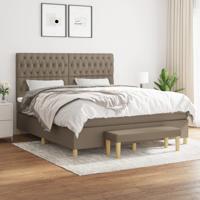 Boxspring met matras stof taupe 180x200 cm