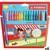 Set Viltstiften Stabilo POWER Multicolour 18 Onderdelen (6 Stuks)
