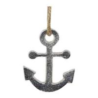 Zilveren anker hangertjes - aan jute touw - 6 cm - Maritieme decoraties - kerstboom hangers