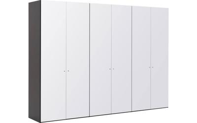 Goossens Kledingkast Easy Storage Ddk, Kledingkast 304 cm breed, 220 cm hoog, 6x glas draaideur