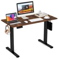 In Hoogte Verstelbaar Bureau 120 x 60 cm Elektrisch Sta-Bureau met 2 Haken en Kabelmanagement Sta-Zittafel met Geheugenfunctie