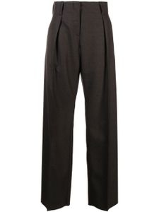 Ferragamo pantalon en laine à coupe ample - Marron